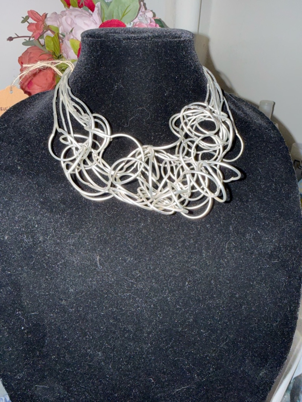 Silver Multi-Strand Loop Statement Necklace - Women Jewelry